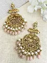 Golden kundan premium Peacock peach lightweight Chandbali
