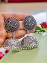 Peacock Silver Intricate Lightweight Jhumka