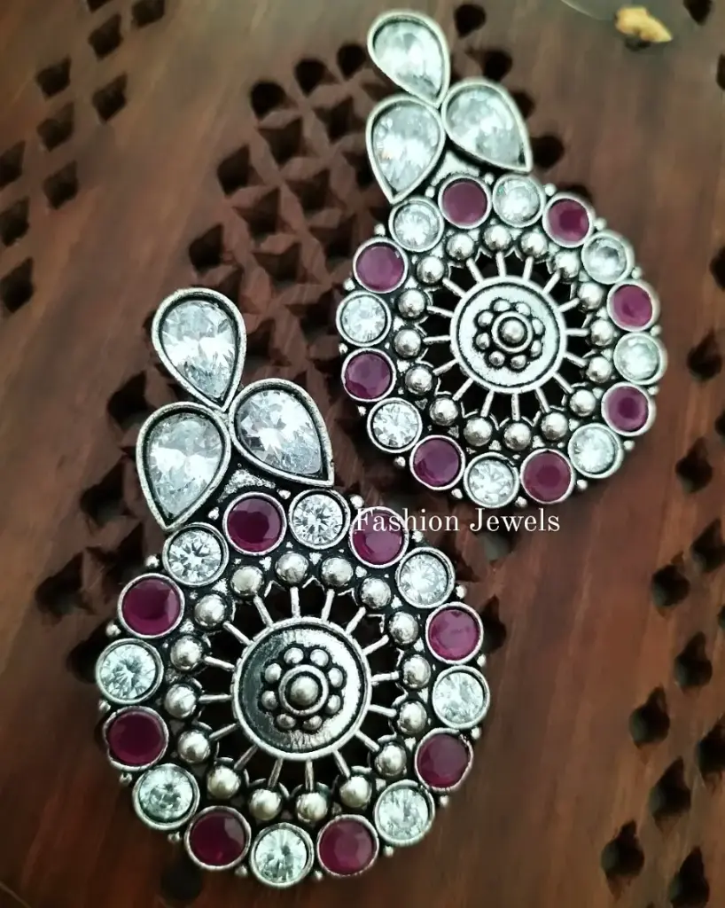 Silverlook alike Ruby Zircon Earrings