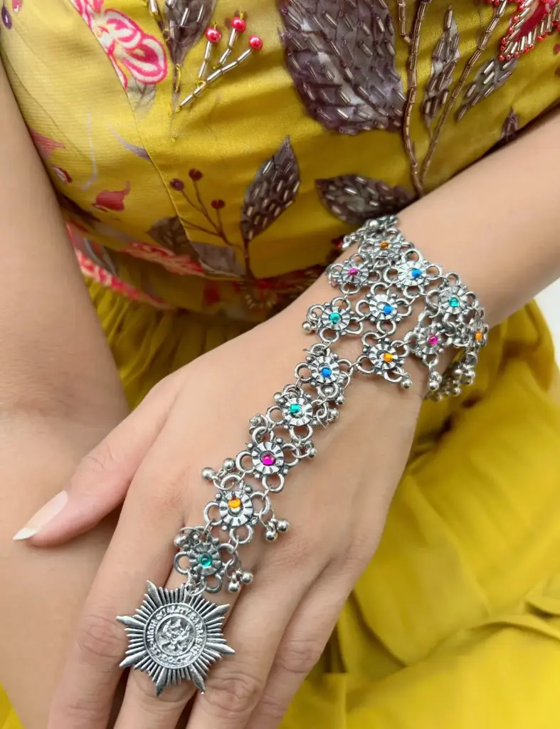 Silver multicolored Hand Harness